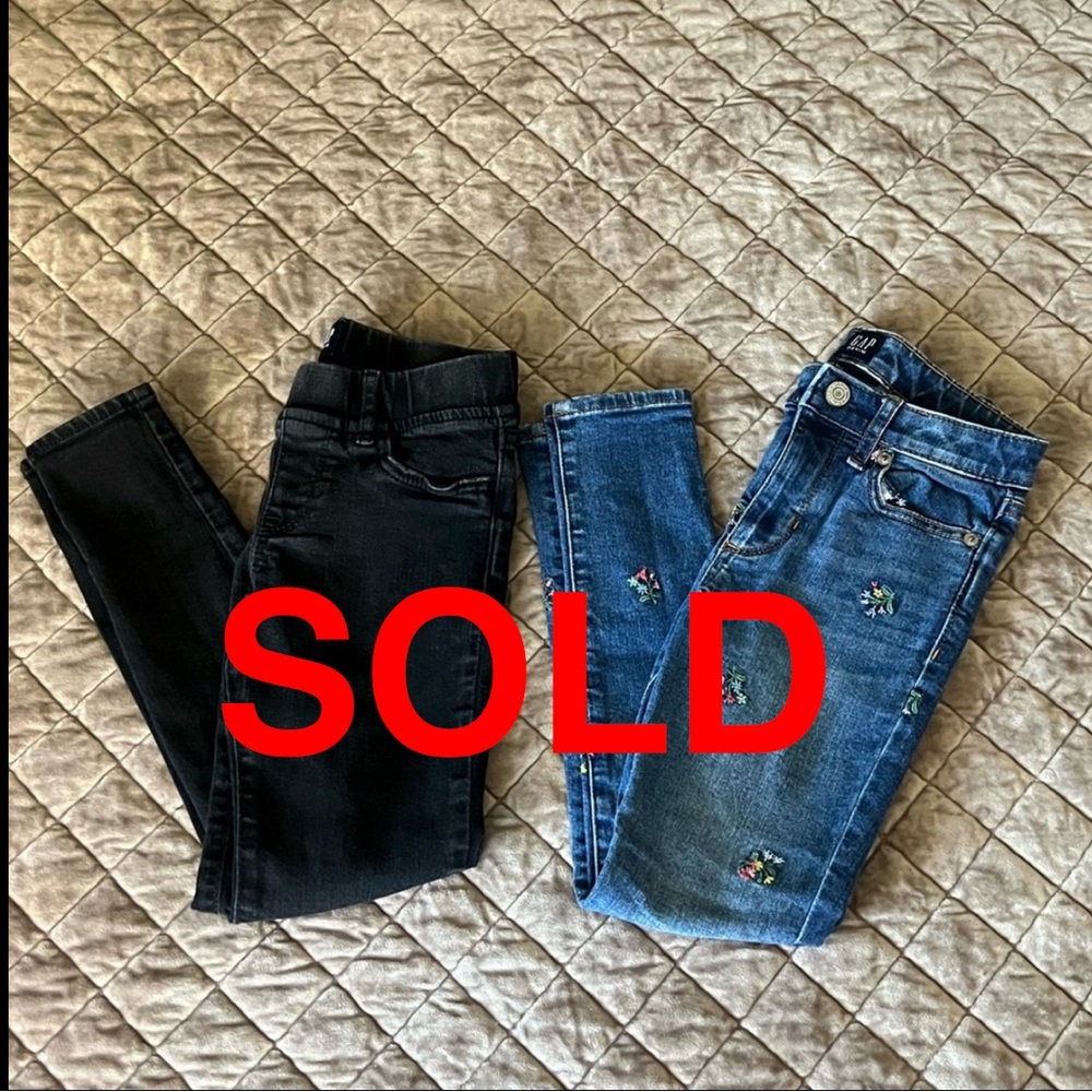 GAP Girls Black and Embroidered Blue Skinny Jeans